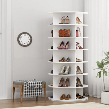 Rotating Shoe Rack Tower - 7-Tier Spinning Handbag Shoe Display Lazy Susan Organizer, 360° Revolving Shoe Rack Storage