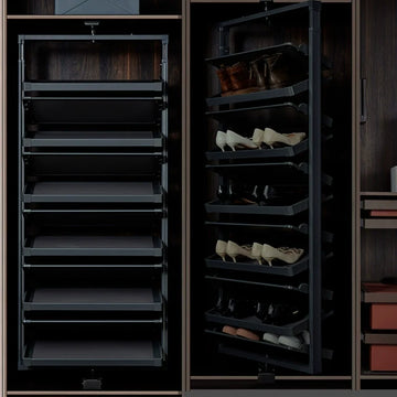 360° Rotating Shoe Rack - Space Saving 5-6 Layer Shoe Organizer, Built-in Extendable Shoe Cabinet (Factory Direct)