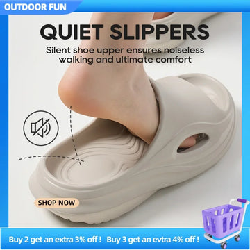 UTUNE Men's Quiet Slippers – Soft Silent Non-Slip Indoor/Outdoor Slides