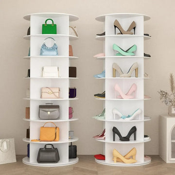 7-Tier Rotating Shoe Rack Tower, Free Standing 360° Revolving Organizer and Storage Hold Over 56 Pairs of Shoes, Shoe Cabinets