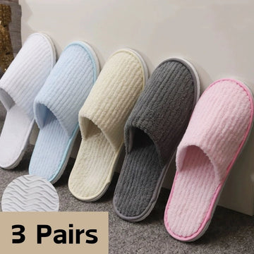 3 Pairs/Set Closed Toe Non-slip Hotel Slippers