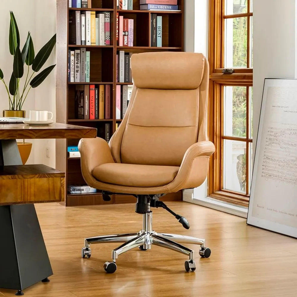 Modern Executive Office Chair, High Back PU Leather Ergonomic Computer Desk Chair, Adjustable Height Swivel Office Task Chair