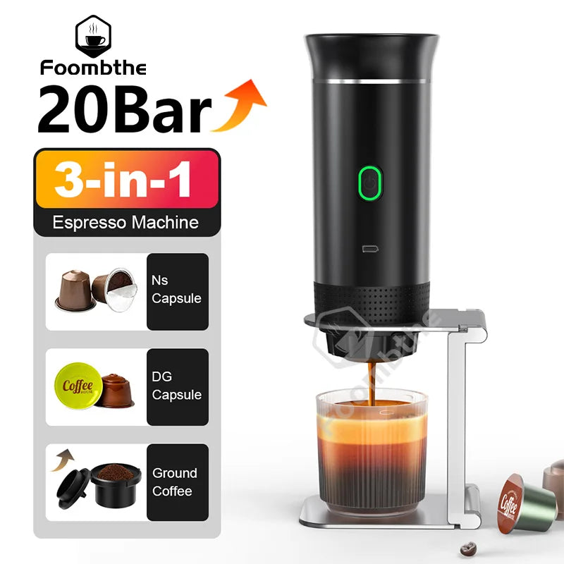 Wireless Electric Portable Espresso Coffee Machine for Car & Home Camping Coffee Maker