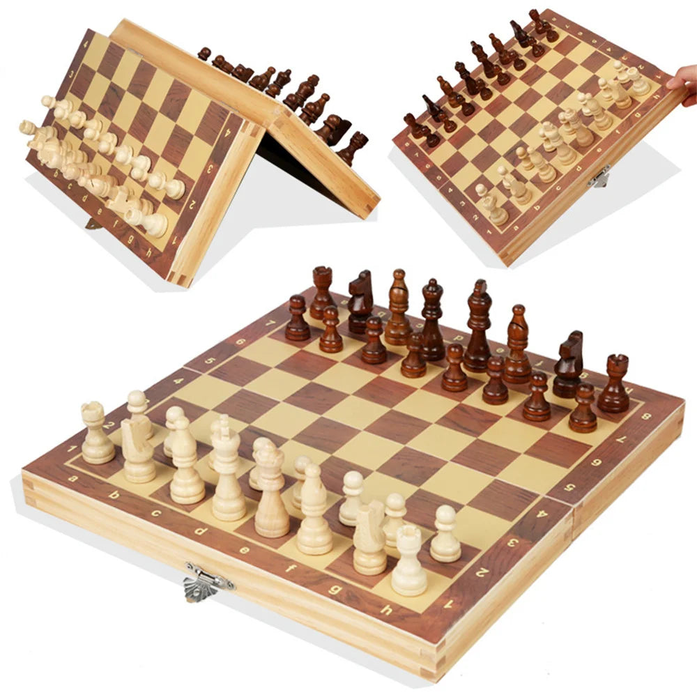 Wooden Folding Large Board Magnetic Chess Pieces Interior Travel Board Party Game
