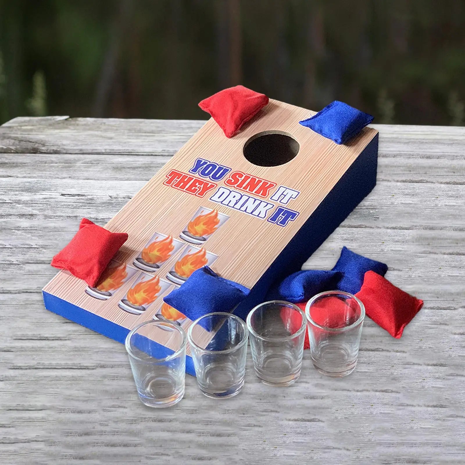 Cornhole Toss Party Drinking Game Early Educational Toys with 4 Cups Sandbag