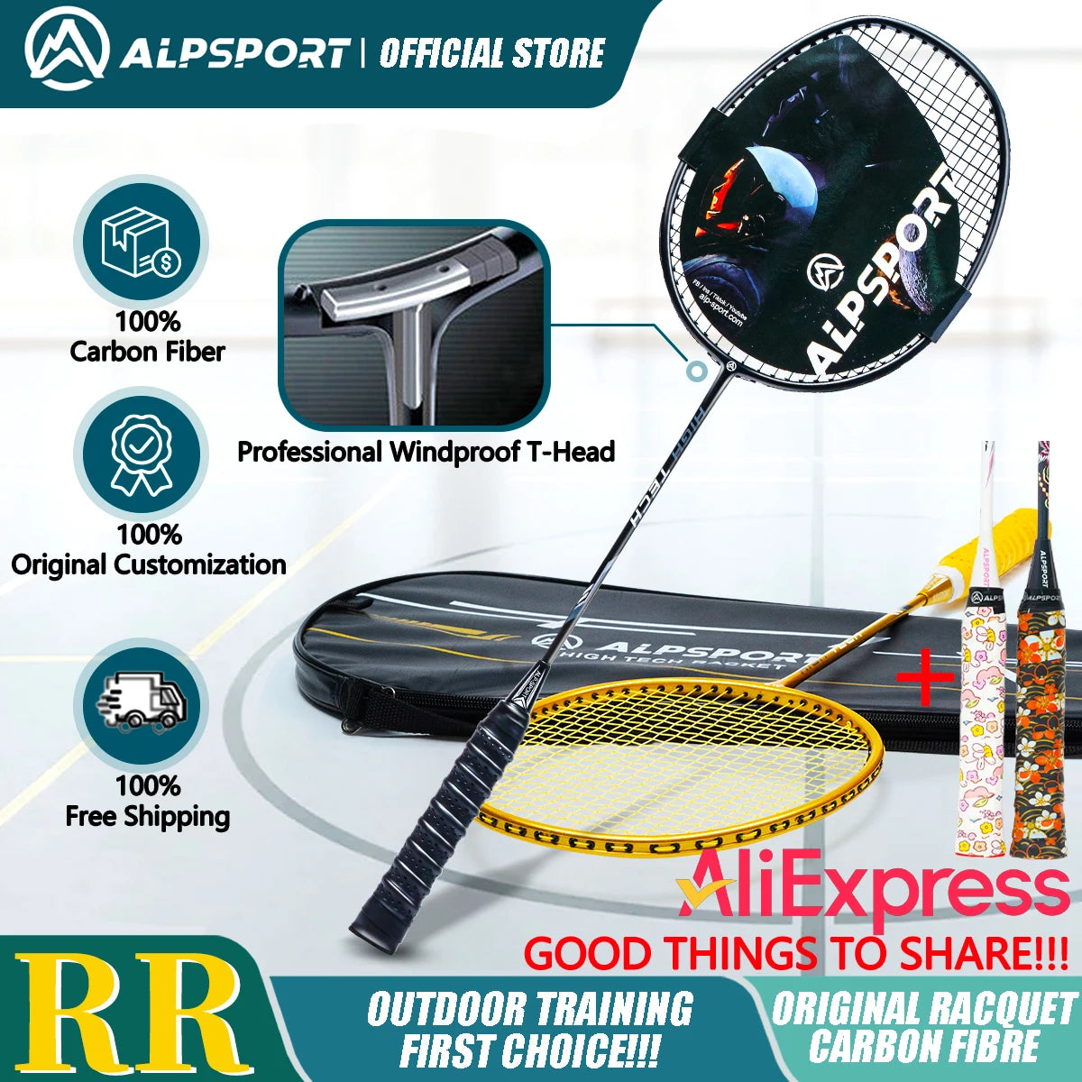 ALP Rr 4U Badminton racket 2 pieces/lot Max 22 lbs Original